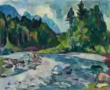 Der Wissbach mit Blick auf den Alpstein by Carl Walter Liner, oil on canvas, sold Dec 2022