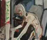 Akt im Atelier", 1957 by Max Gubler, oil on canvas, sold Dec 2022