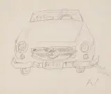 Mercedes Cabriolet by Alois Carigiet, pencil, offered Dec 2022