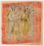 Familie by Hans Erni, mixed media, sold Dec 2022