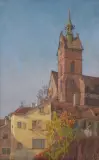 St. Martins-Kirche in Basel by Maria La Roche, watercolor, sold Dec 2022