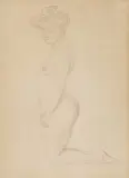 Kniender, weiblicher Akt by Félix Vallotton, pencil, sold Dec 2022