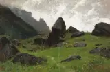 A Oeschinensee by Gustave Castan, oil on paper, sold Dec 2022