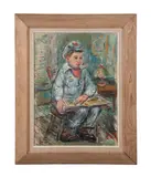 Portrait of a Boy by Elizabeth May Langsdorf, 1955, pastel on paper, sold Jun 2023