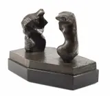 Two Torsos" - by Henry Moore, bronze sculpture on black marble base, sold Jun 2023