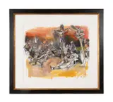 Crucifixion by Steve Lyall Penley, acrylic and mixed media on paper, sold Jun 2023