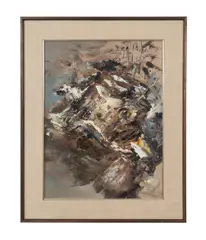 Thrusting Rock by Don Clausen, 1966, oil on masonite in heavy impasto, sold Jun 2023