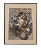Thrusting Rock by Don Clausen, 1966, oil on masonite in heavy impasto, sold Jun 2023