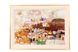 Town in the Hills by Julio Barragán, 1980, oil on masonite, sold Jun 2023