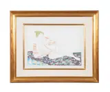 La Dama Del Abanico by Raúl Soldi, 1974, pastel and mixed media on paper, sold Jun 2023