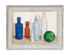 Still Life of Bottles by Keith Ingermann, 1958, oil on Masonite, sold Jun 2023