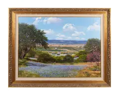 Bluebonnets in Spring by William A. Slaughter, oil on canvas, sold Aug 2023