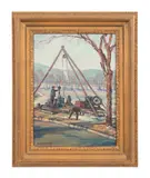 Work in the Winter by Emile Albert Gruppe, oil on canvas, sold Aug 2023