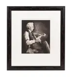 Old Man with Violin by Jackson Lee Nesbitt, 1955, drypoint etching on paper, sold Aug 2023
