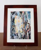 Abstract painting "Mass at Sunrise by Richard Derby Tucker, gouache and watercolor on paper, sold Aug 2025
