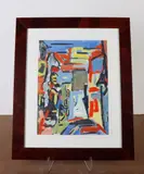 Abstract painting "Dutch Door by Richard Derby Tucker, oil on paper, sold Aug 2025