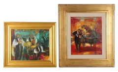 (2) paintings by Conchita Conigliano, oil on canvas, sold Aug 2025
