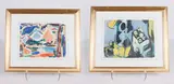 (2) Abstract paintings by Richard Derby Tucker, oil on paper and watercolor on paper, sold Aug 2025