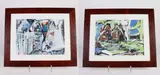 (2) Abstract paintings by Richard Derby Tucker, oil on paper, sold Aug 2025