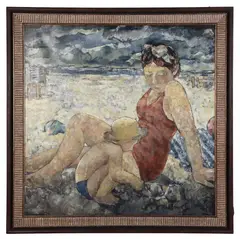Untitled by Jessica Rice, giclee "Mother and Child on the Beach", sold Aug 2025