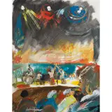 Jazz Concert by Andrew Turner, oil on canvas, sold Sep 2022
