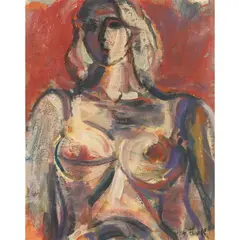 Untitled by Harold Frank, oil on paper, sold Sep 2022