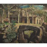 Masonic Lodge by Louis Seigriest, 1949, oil on board, sold Sep 2022