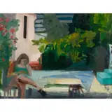 Summer by Adelie Landis Bischoff, 1963, oil on panel, sold Sep 2022