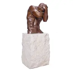Minotaur II: Concealed by John Sisko, 1994, bronze sculpture on limestone plinth, sold Sep 2022