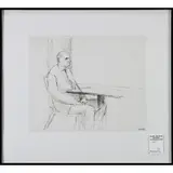 Seated Gentleman by Elias J. Rivera, ink wash drawing on paper, sold Aug 2022