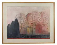 titled Autumn Grove by Robert Marchessault, 1985, oil on masonite, sold Apr 2025