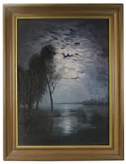 Moonlit Shore by Laura Knight, oil on canvas, sold May 2025