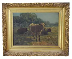 Jersey Cows by George Arthur Hays, oil on canvas, sold May 2025