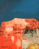 Abstracted Landscape by Trevor Coleman, acrylic on card, sold Mar 2024