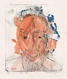 Self Portrait by Jabu Phale Ngobeni, etching with watercolour, sold Mar 2024