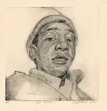 Self-Portrait by Joel Tshepo Sebothoma, etching, sold Mar 2024