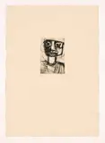 Smiling Portrait by Dumisani Mabaso, etching, sold Mar 2024