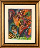 Abstract Still Life by André Naudé, acrylic on paper, sold Mar 2024