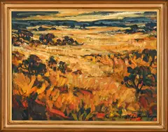 Extensive Landscape by Stefan Ampenberger, oil on canvas mounted on board, sold Mar 2024