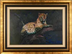 Leopard by Nico Coetzee, oil on canvas mounted on board, sold Mar 2024