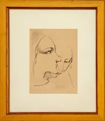 Zwei Madchenkopfe" [Two Girl's Heads] by Karl Hofer, 1927, Etching on Paper, sold Jun 2024