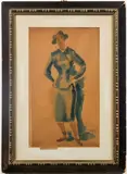 Blue Stance by Chaim Gross, 1937, Watercolor on Paper, sold Jun 2024