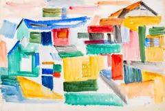 Abstract Cityscape by Giorgio Cavallon, 1938, Watercolor on Paper, sold Jun 2024