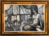 Woman Playing Guitar by Carlos Irizarry, 1966, Oil on Canvas, sold Jun 2024