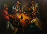 Dice Players by Jean Nehemy, 1970, Oil on Canvas, sold Jun 2024