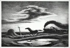 The Race by Thomas Hart Benton, 1942, lithograph, sold Mar 2024