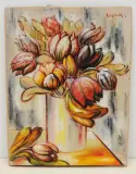 Stillleben mit Tulpen by André Evard, oil on canvas, sold Dec 2022