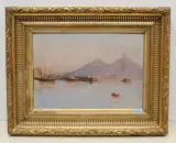 Blick auf die Bucht von Neapel by Charles Fayod, oil on panel, offered Dec 2022