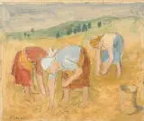 Ramasseuses de pommes de terre dans le Jury", 1963 by Wilhelm Gimmi, oil, offered Dec 2022