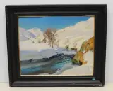 Sonniger Wintertag mit Bergbach by Hodel, Ernst Ii., oil on board, sold Dec 2022